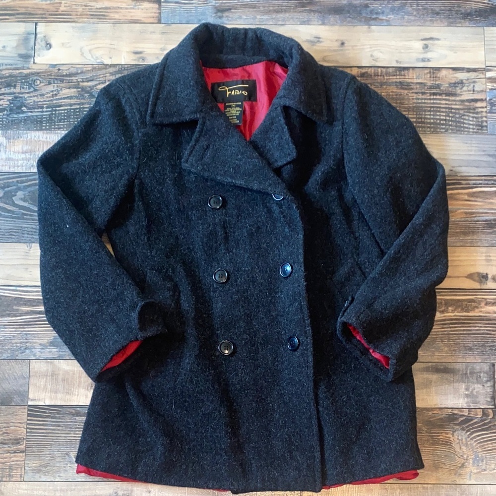 Fabio Women's Pea Coat with Red Lining